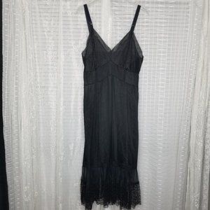 Vintage 60's Black Lace Bust & Hem Slip Dress Sz36